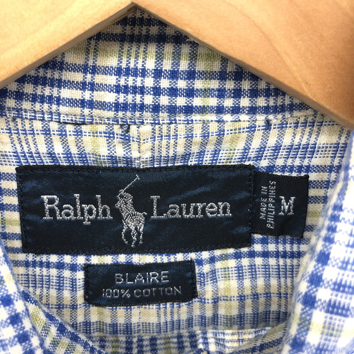 90'S Ralph Lauren CHAPS short sleeve button down check shirt men's size M vintage cotton green type Vintage Second Hand