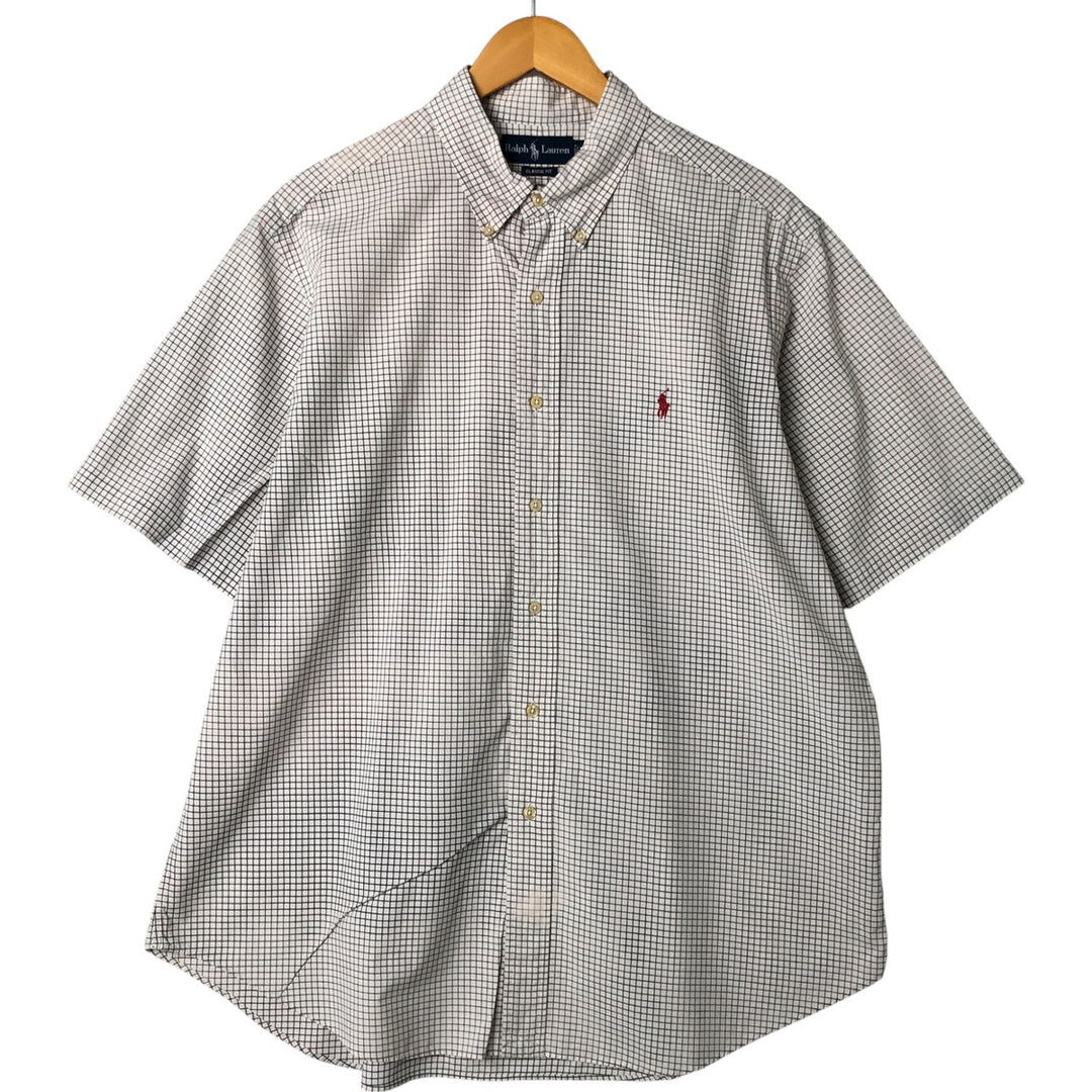 Ralph Lauren Classic Fit Short Sleeve Button Down Check Shirt Men's XL cotton white type Vintage Second Hand