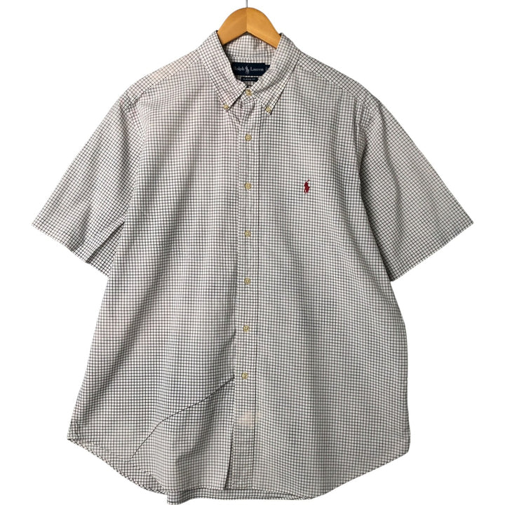 Ralph Lauren Classic Fit Short Sleeve Button Down Check Shirt Men's XL cotton white type Vintage Second Hand