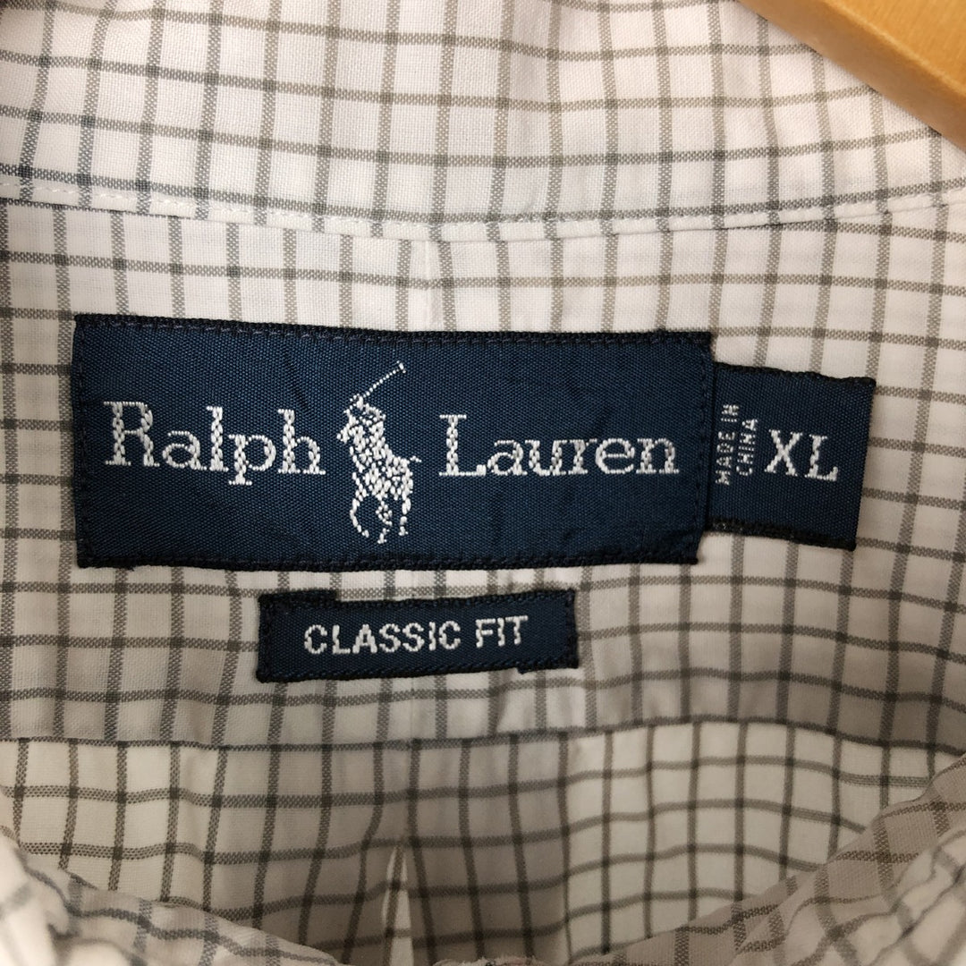 Ralph Lauren Classic Fit Short Sleeve Button Down Check Shirt Men's XL cotton white type Vintage Second Hand