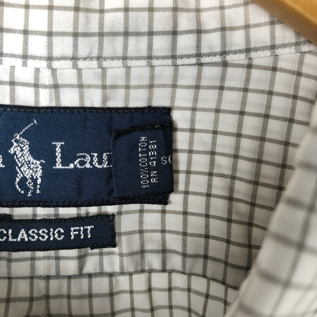 Ralph Lauren Classic Fit Short Sleeve Button Down Check Shirt Men's XL cotton white type Vintage Second Hand
