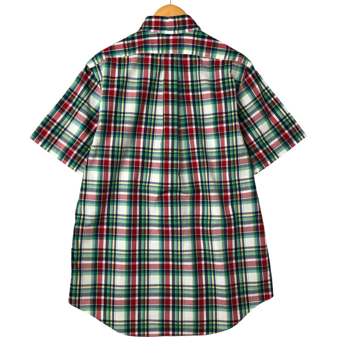 Ralph Lauren CUSTOM FIT short sleeve button down check shirt men's size L cotton multicolor Vintage Second Hand