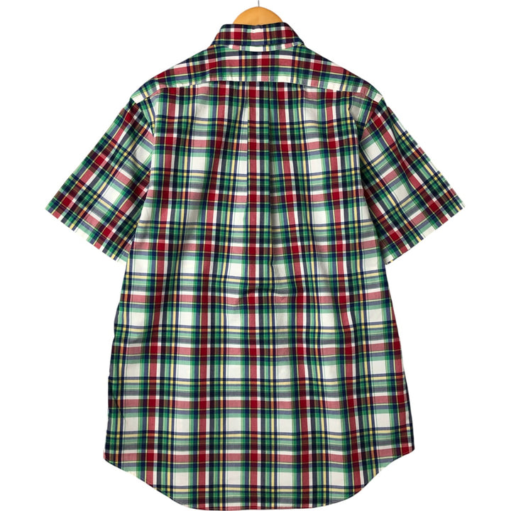 Ralph Lauren CUSTOM FIT short sleeve button down check shirt men's size L cotton multicolor Vintage Second Hand
