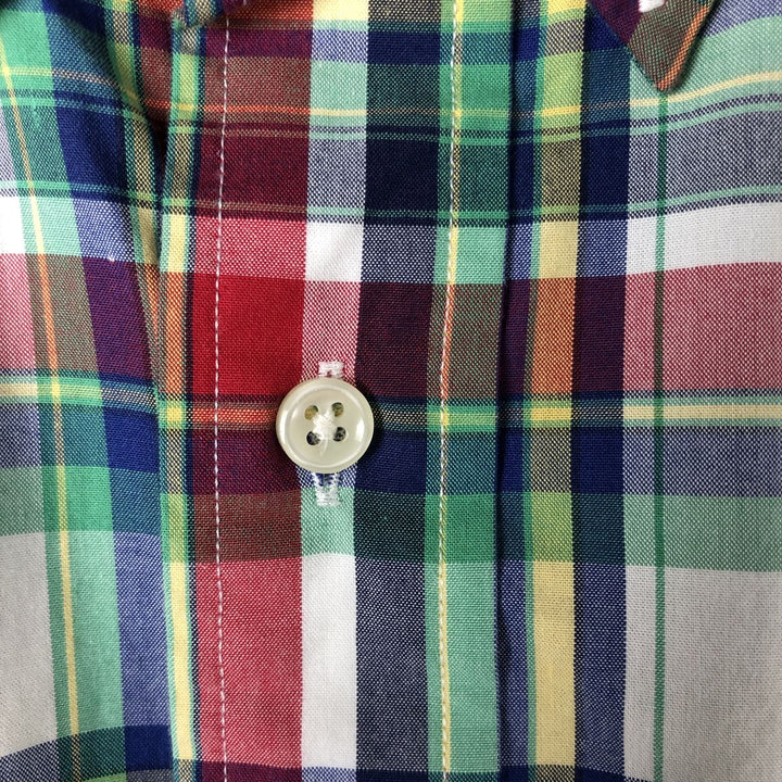 Ralph Lauren CUSTOM FIT short sleeve button down check shirt men's size L cotton multicolor Vintage Second Hand
