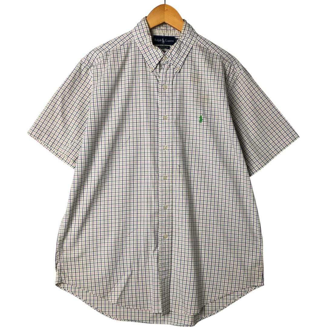 Ralph Lauren Classic Fit Short Sleeve Button Down Check Shirt Men's Size L cotton pink type Vintage Second Hand