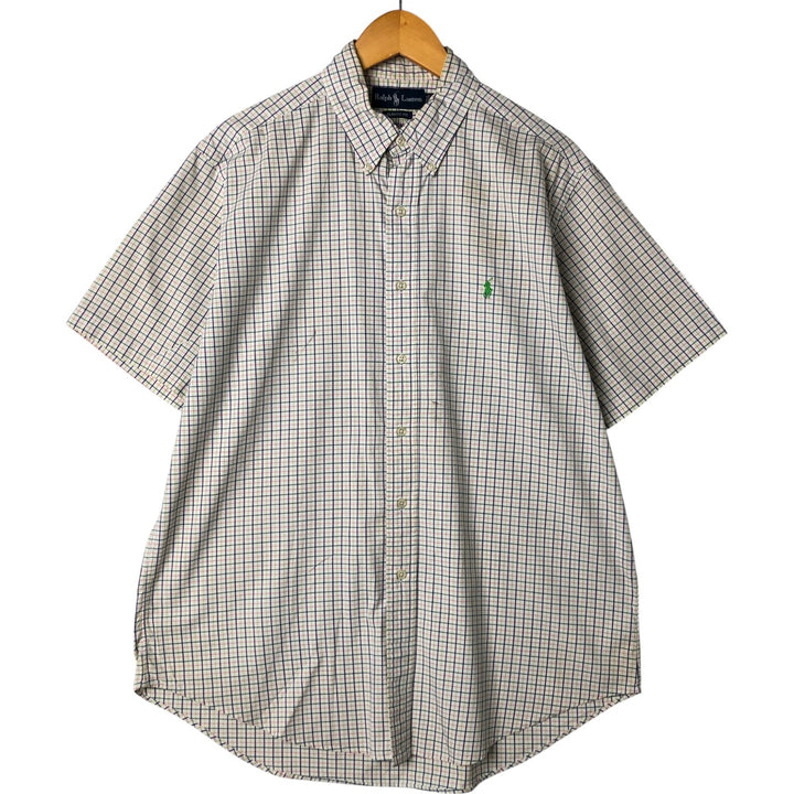 Ralph Lauren Classic Fit Short Sleeve Button Down Check Shirt Men's Size L cotton pink type Vintage Second Hand