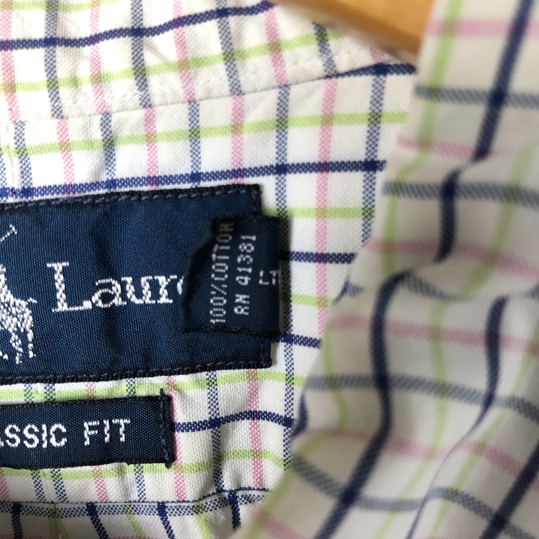 Ralph Lauren Classic Fit Short Sleeve Button Down Check Shirt Men's Size L cotton pink type Vintage Second Hand