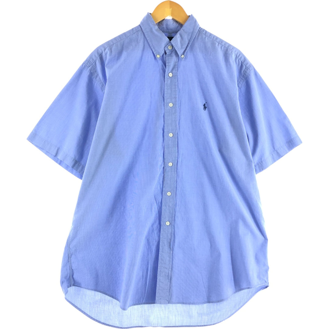 Ralph Lauren BLAKE short sleeve button down check shirt, men's size L cotton Blue type light blue Vintage Second Hand