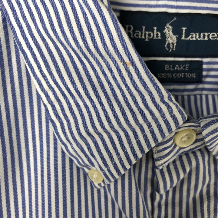 Ralph Lauren Classic Fit Short Sleeve Button Down Striped Shirt Men's Size L cotton blue type Vintage Second Hand