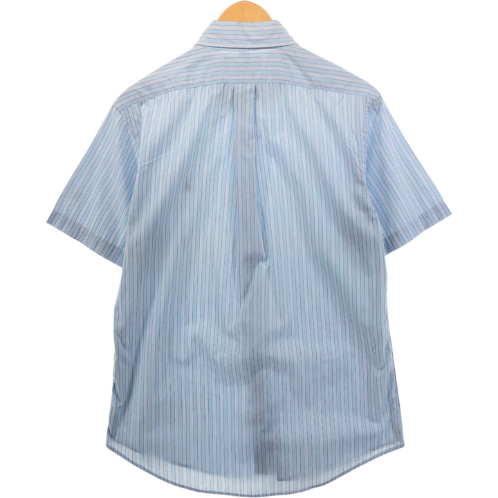 Ralph Lauren CUSTOM FIT short sleeve button down striped shirt men's size M cotton Blue type light blue Vintage Second Hand