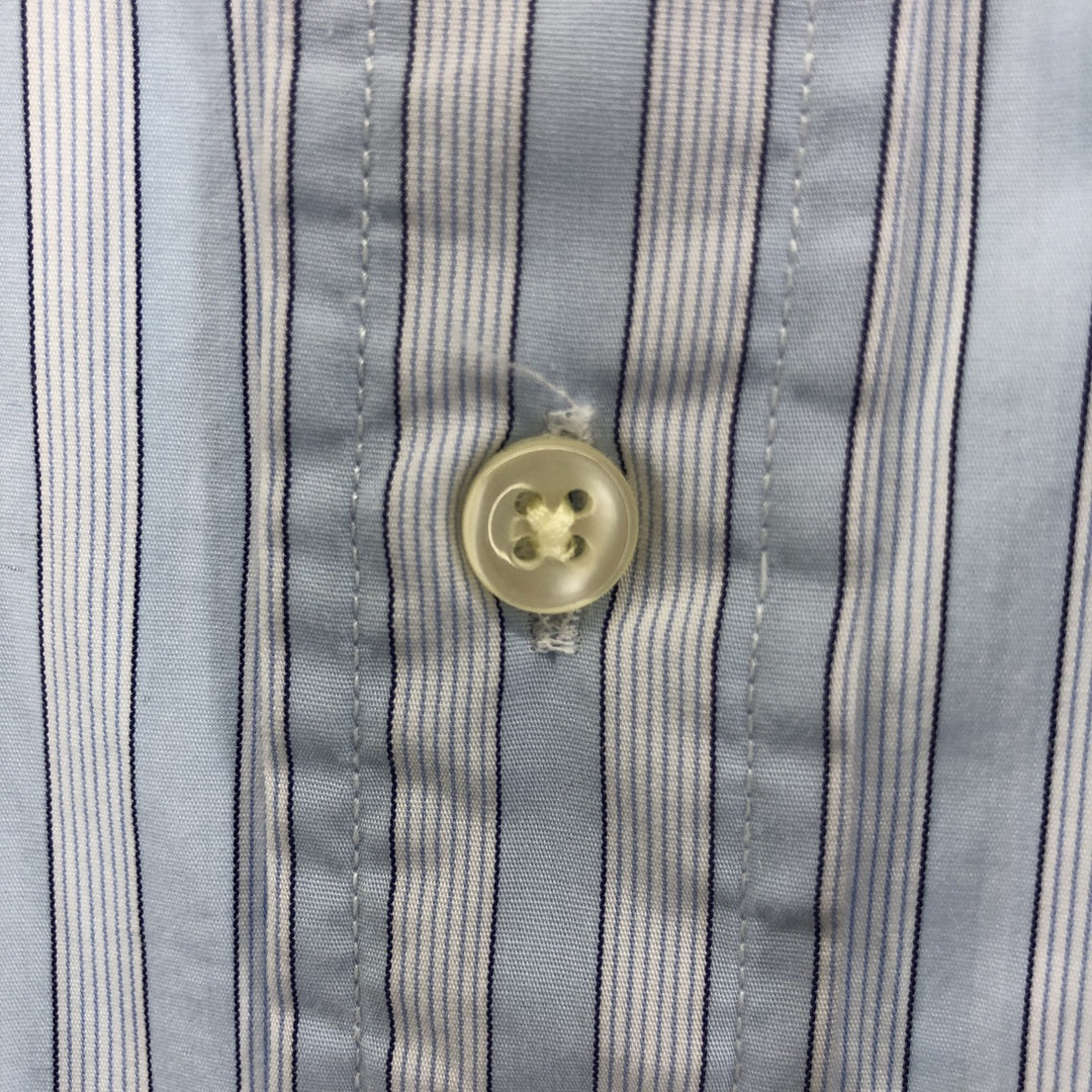Ralph Lauren CUSTOM FIT short sleeve button down striped shirt men's size M cotton Blue type light blue Vintage Second Hand