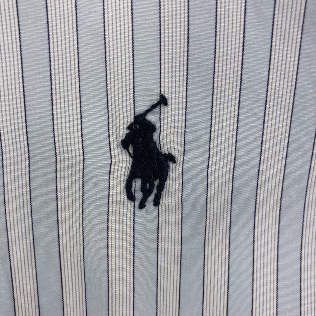 Ralph Lauren CUSTOM FIT short sleeve button down striped shirt men's size M cotton Blue type light blue Vintage Second Hand