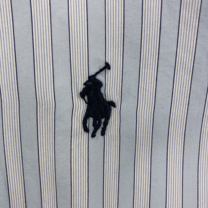Ralph Lauren CUSTOM FIT short sleeve button down striped shirt men's size M cotton Blue type light blue Vintage Second Hand