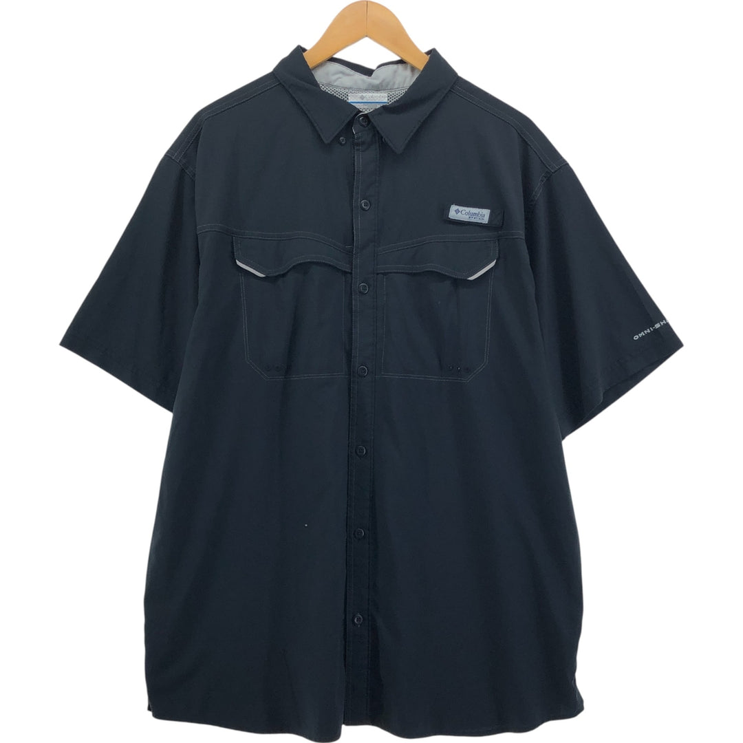 Columbia OMNI-SHIELD Short Sleeve Fishing Shirt, Men's XL polyester black type Vintage Second Hand