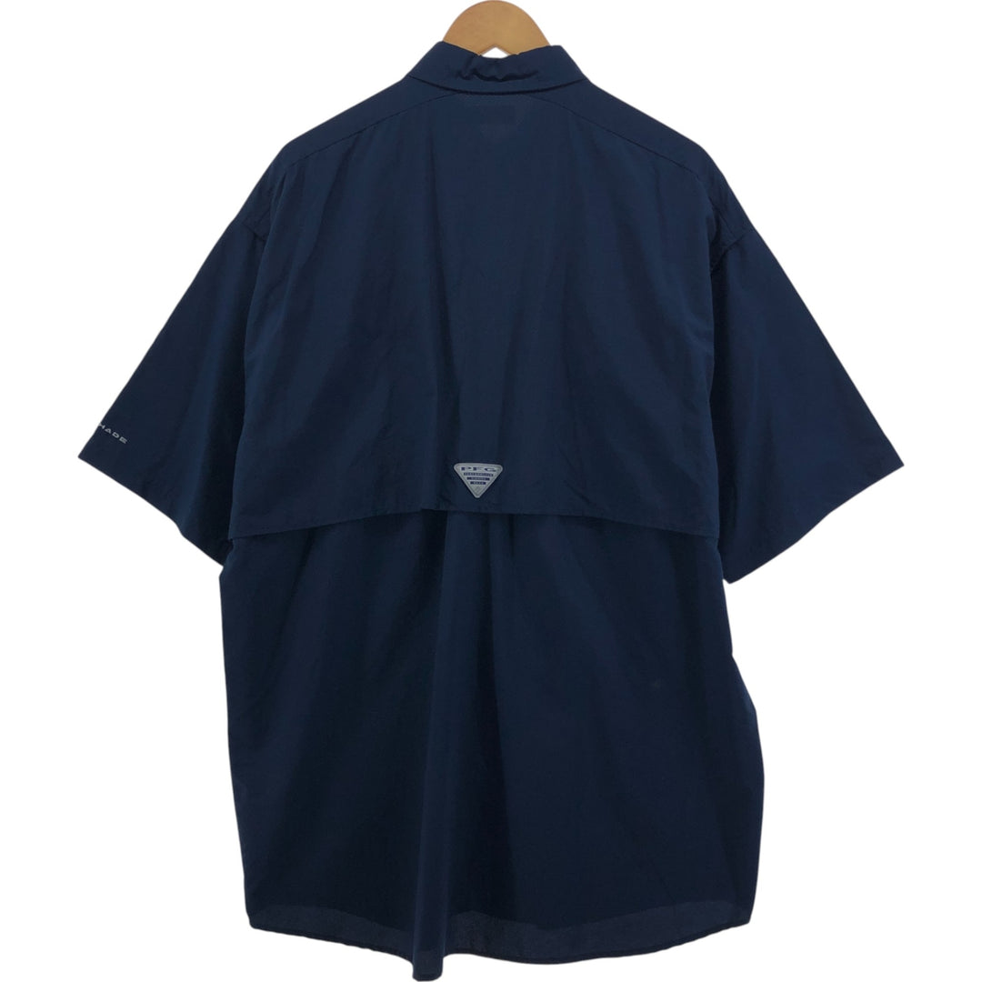 Columbia OMNI-SHIELD Short Sleeve Fishing Shirt, Men's L Size Nylon navy blue type Vintage Second Hand