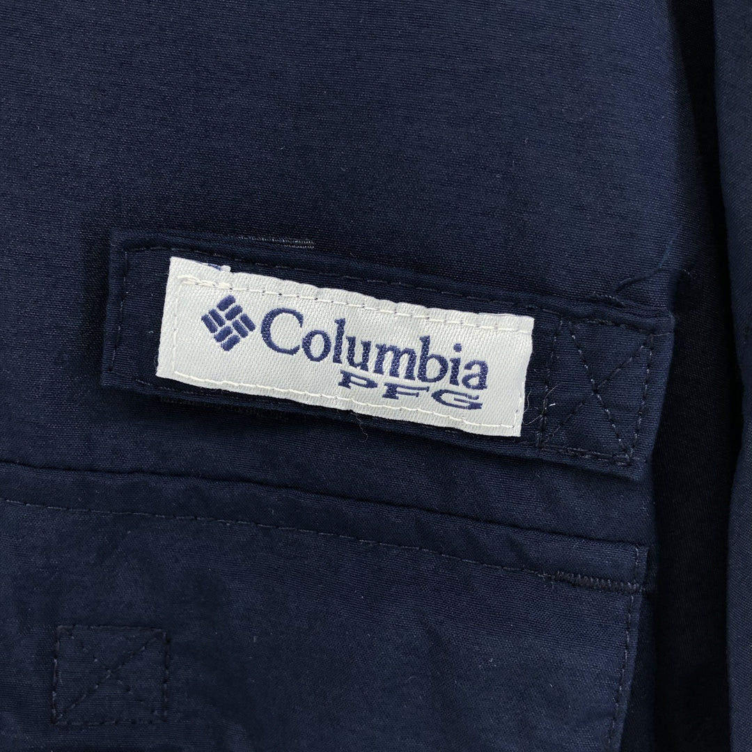 Columbia OMNI-SHIELD Short Sleeve Fishing Shirt, Men's L Size Nylon navy blue type Vintage Second Hand