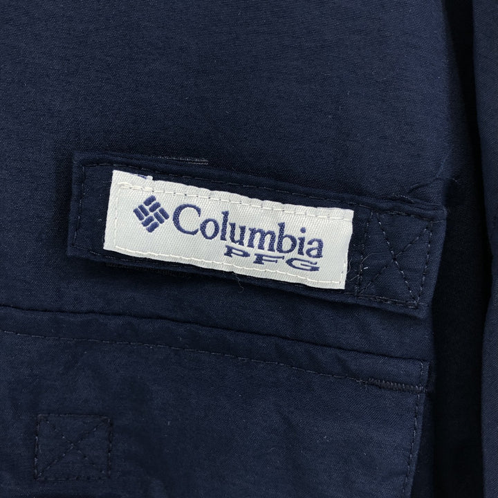 Columbia OMNI-SHIELD Short Sleeve Fishing Shirt, Men's L Size Nylon navy blue type Vintage Second Hand