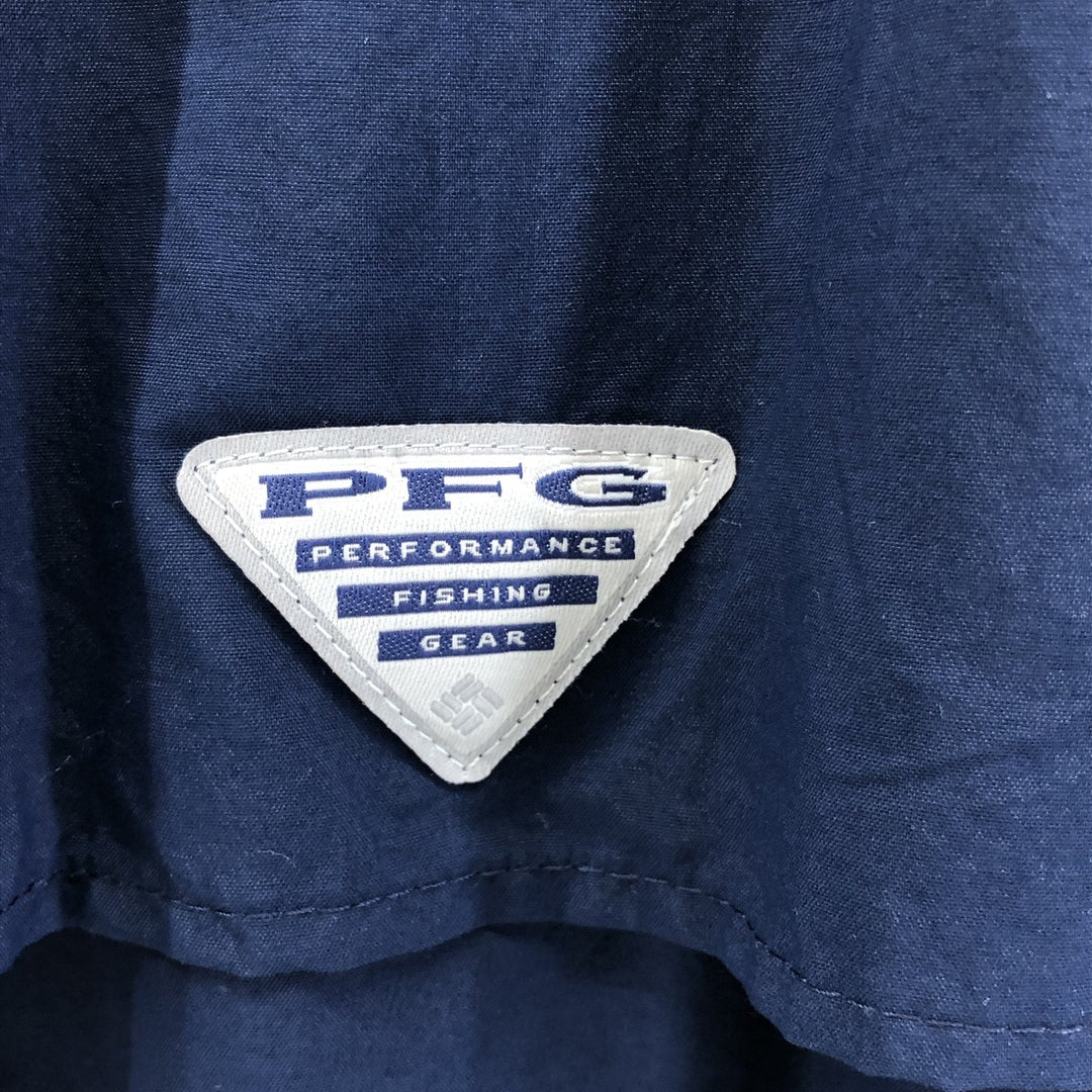 Columbia OMNI-SHIELD Short Sleeve Fishing Shirt, Men's L Size Nylon navy blue type Vintage Second Hand