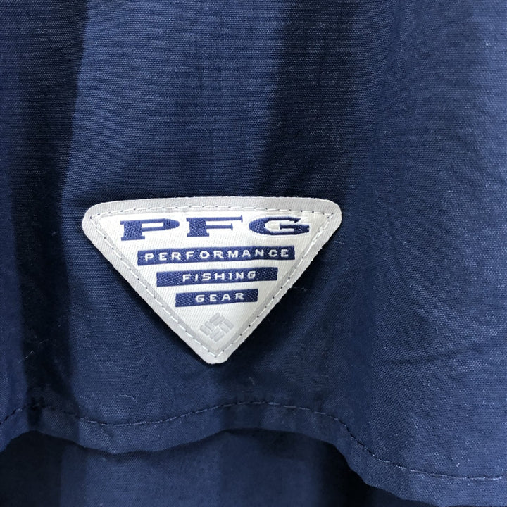 Columbia OMNI-SHIELD Short Sleeve Fishing Shirt, Men's L Size Nylon navy blue type Vintage Second Hand
