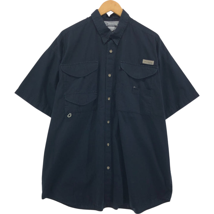 Columbia Short Sleeve Fishing Shirt, Men's XL cotton black type Vintage Second Hand