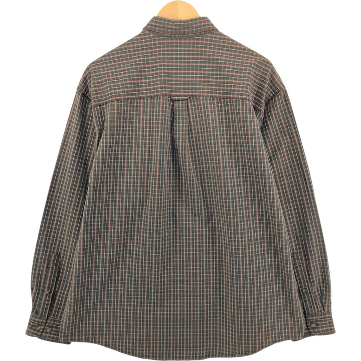 90s~ Eddie Bauer Long Sleeve Button-Down Check Shirt, Men's Size L, Vintage cotton Khaki type Vintage Second Hand