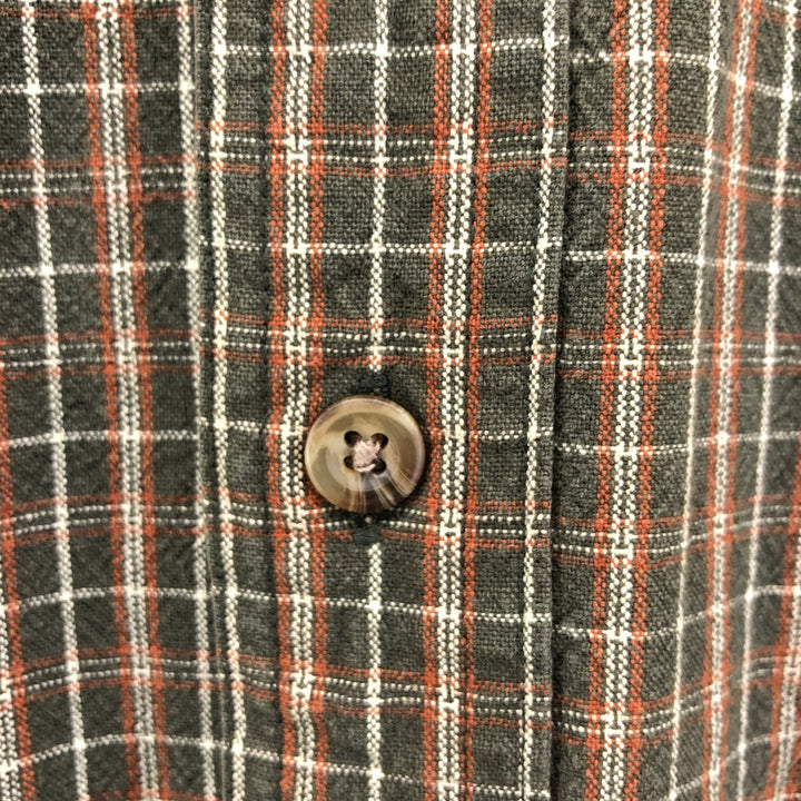 90s~ Eddie Bauer Long Sleeve Button-Down Check Shirt, Men's Size L, Vintage cotton Khaki type Vintage Second Hand