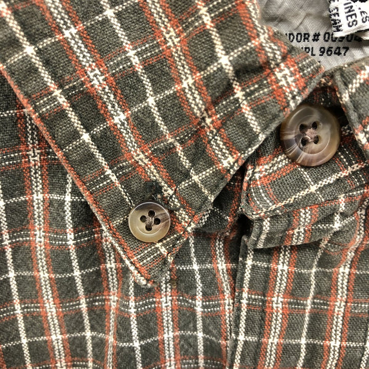90s~ Eddie Bauer Long Sleeve Button-Down Check Shirt, Men's Size L, Vintage cotton Khaki type Vintage Second Hand