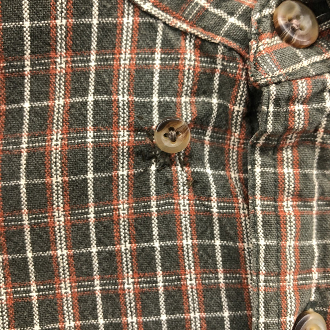 90s~ Eddie Bauer Long Sleeve Button-Down Check Shirt, Men's Size L, Vintage cotton Khaki type Vintage Second Hand