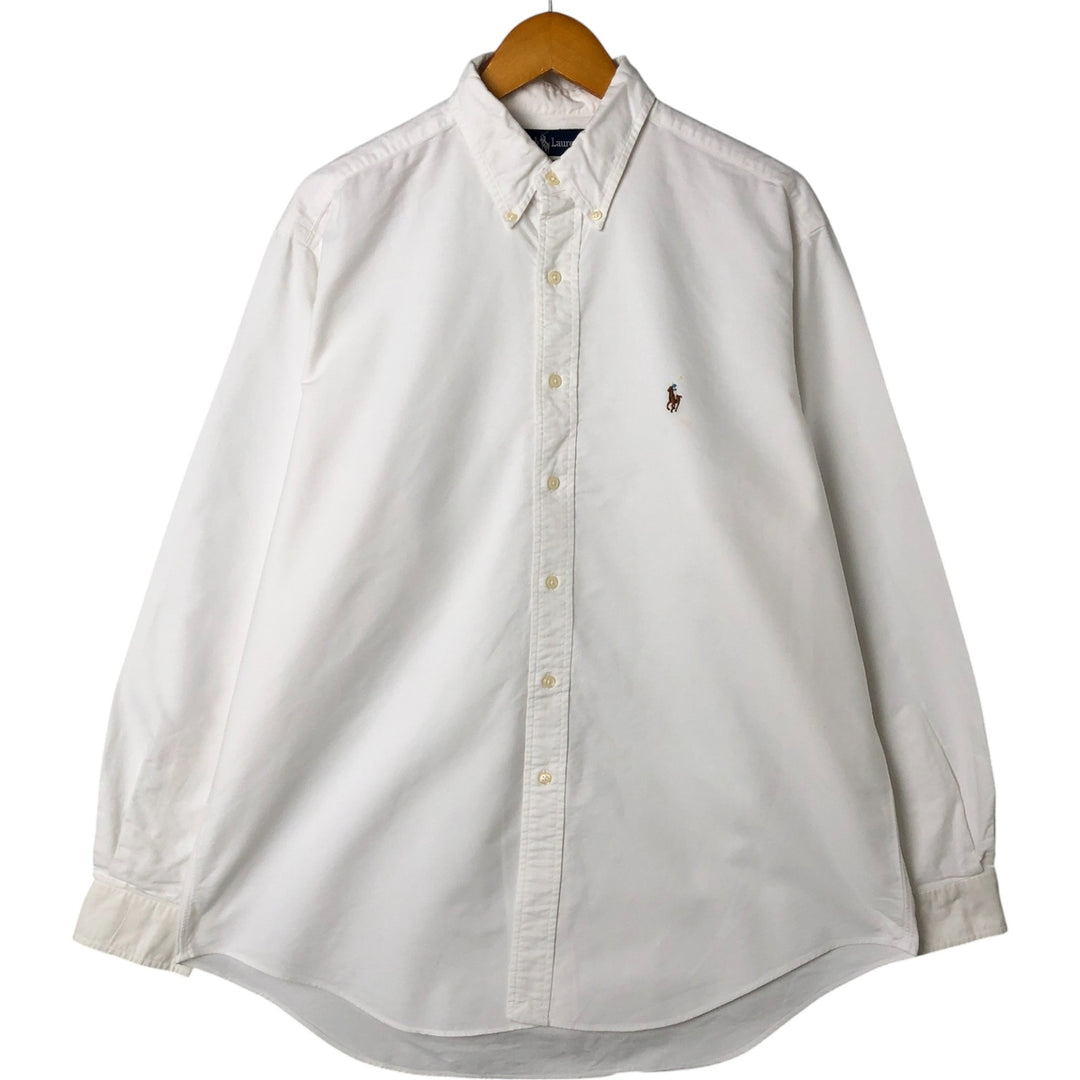 Ralph Lauren YARMOUTH long sleeve button down shirt, men's size L cotton white type Vintage Second Hand