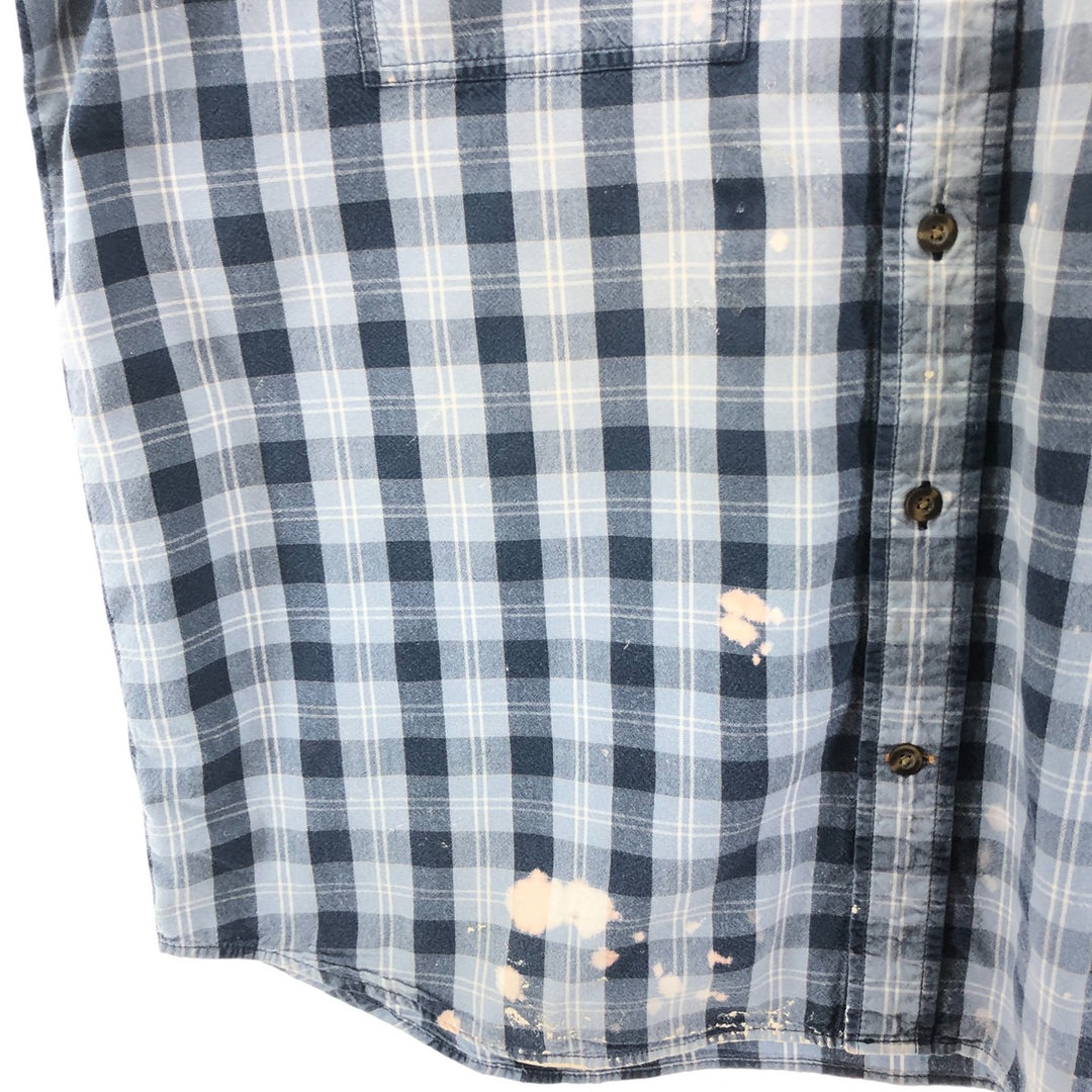 Carhartt RELAXED FIT Check Pattern Button-down Short Sleeve Work Shirt, Men's XL cotton navy blue type Vintage Second Hand