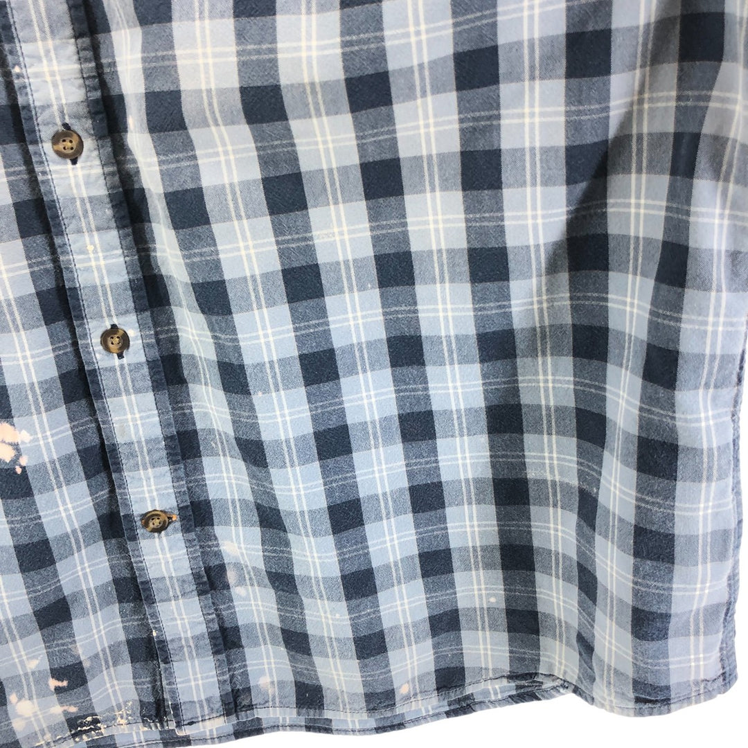 Carhartt RELAXED FIT Check Pattern Button-down Short Sleeve Work Shirt, Men's XL cotton navy blue type Vintage Second Hand