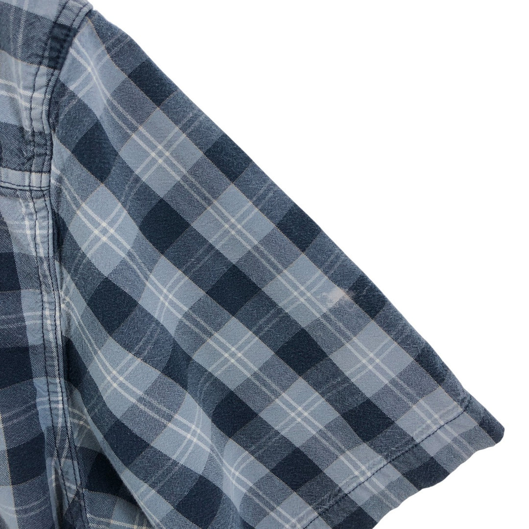 Carhartt RELAXED FIT Check Pattern Button-down Short Sleeve Work Shirt, Men's XL cotton navy blue type Vintage Second Hand