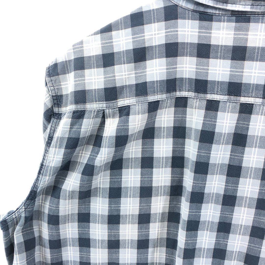 Carhartt RELAXED FIT Check Pattern Button-down Short Sleeve Work Shirt, Men's XL cotton navy blue type Vintage Second Hand