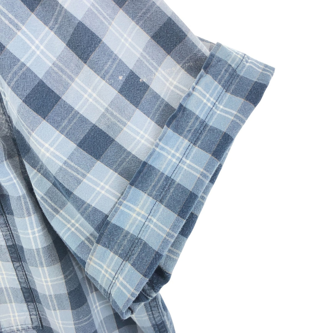 Carhartt RELAXED FIT Check Pattern Button-down Short Sleeve Work Shirt, Men's XL cotton navy blue type Vintage Second Hand