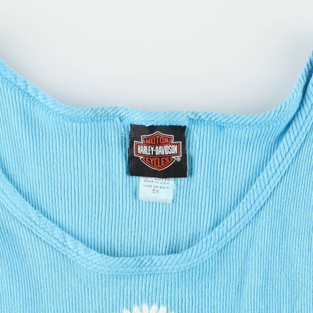 00'S Harley-Davidson Tie-dye Pattern Tank Top Made in USA Women's XXL cotton Blue type light blue Vintage Second Hand