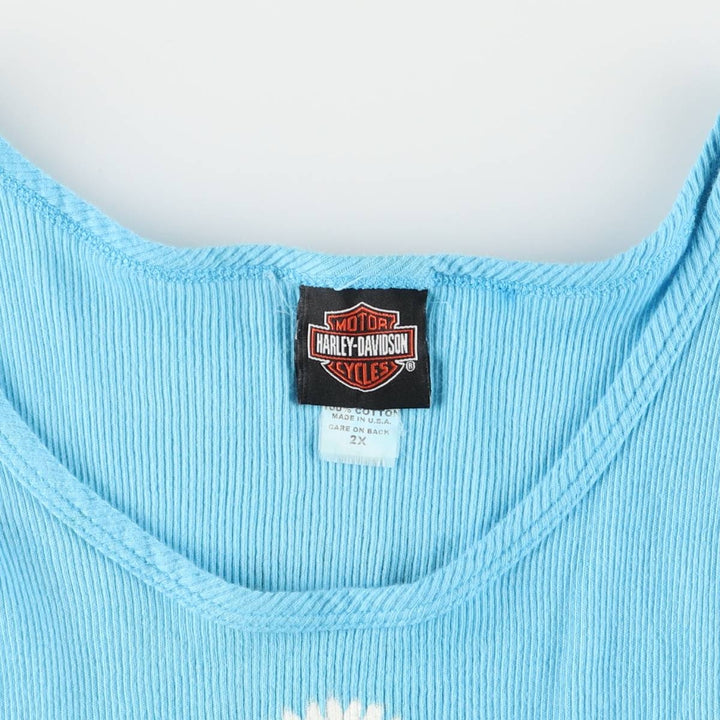 00'S Harley-Davidson Tie-dye Pattern Tank Top Made in USA Women's XXL cotton Blue type light blue Vintage Second Hand