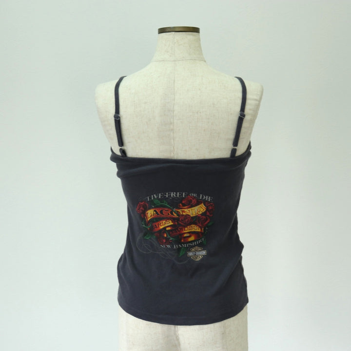 00'S Harley-Davidson Floral Cropped Length Rose Pattern Camisole Women's Size S unclear gray type Vintage Second Hand