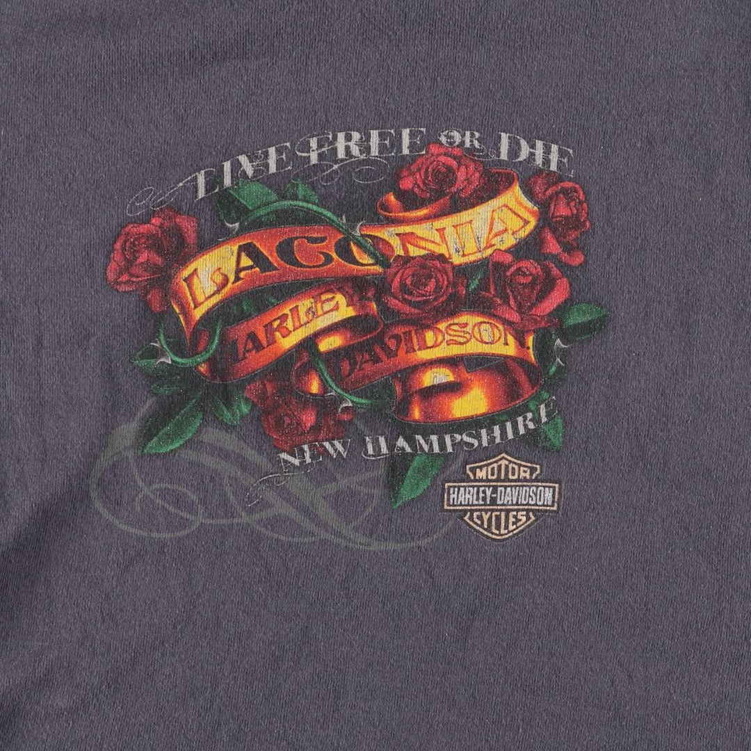 00'S Harley-Davidson Floral Cropped Length Rose Pattern Camisole Women's Size S unclear gray type Vintage Second Hand