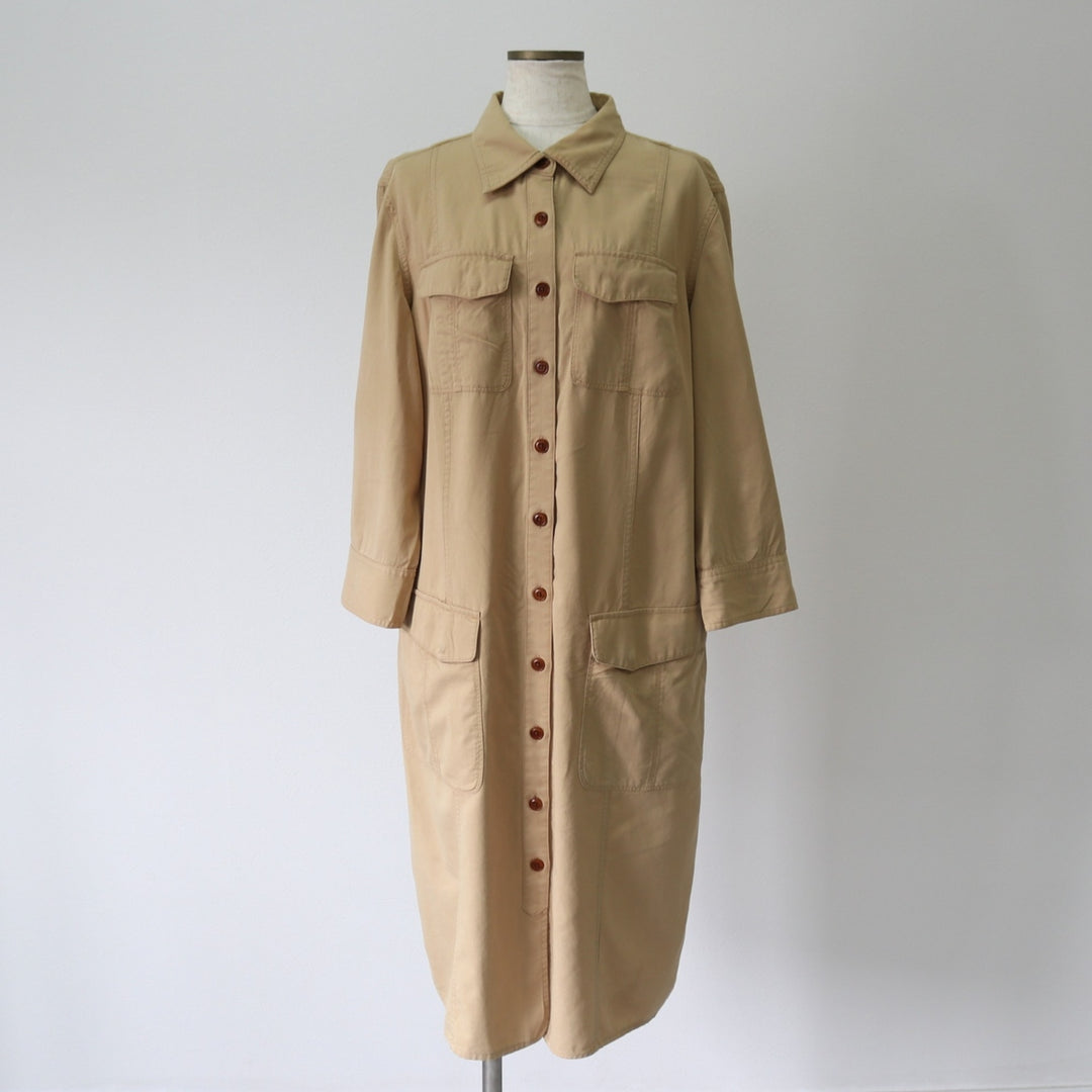 Ralph Lauren POLO RALPH LAUREN Long Sleeve Shirt Dress Women's Size L cotton Beige type Vintage Second Hand