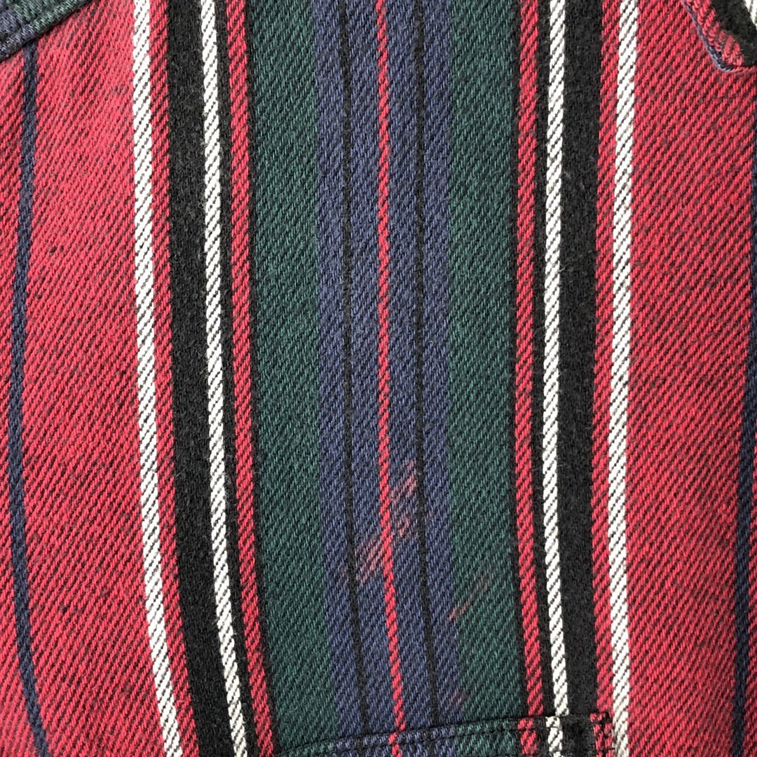 90s~00'S St. John's Bay Stripe Pattern Long Sleeve Flannel Shirt Men's Medium Vintage cotton red type Vintage Second Hand