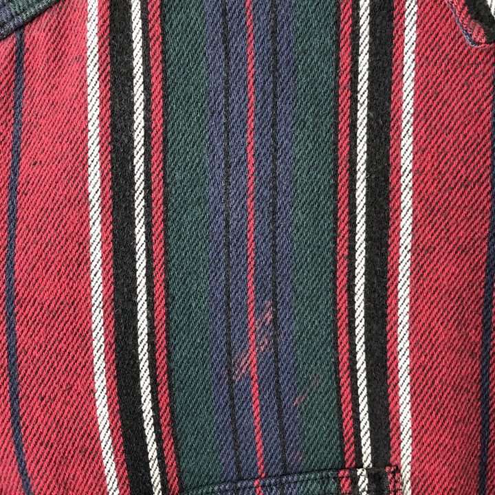 90s~00'S St. John's Bay Stripe Pattern Long Sleeve Flannel Shirt Men's Medium Vintage cotton red type Vintage Second Hand