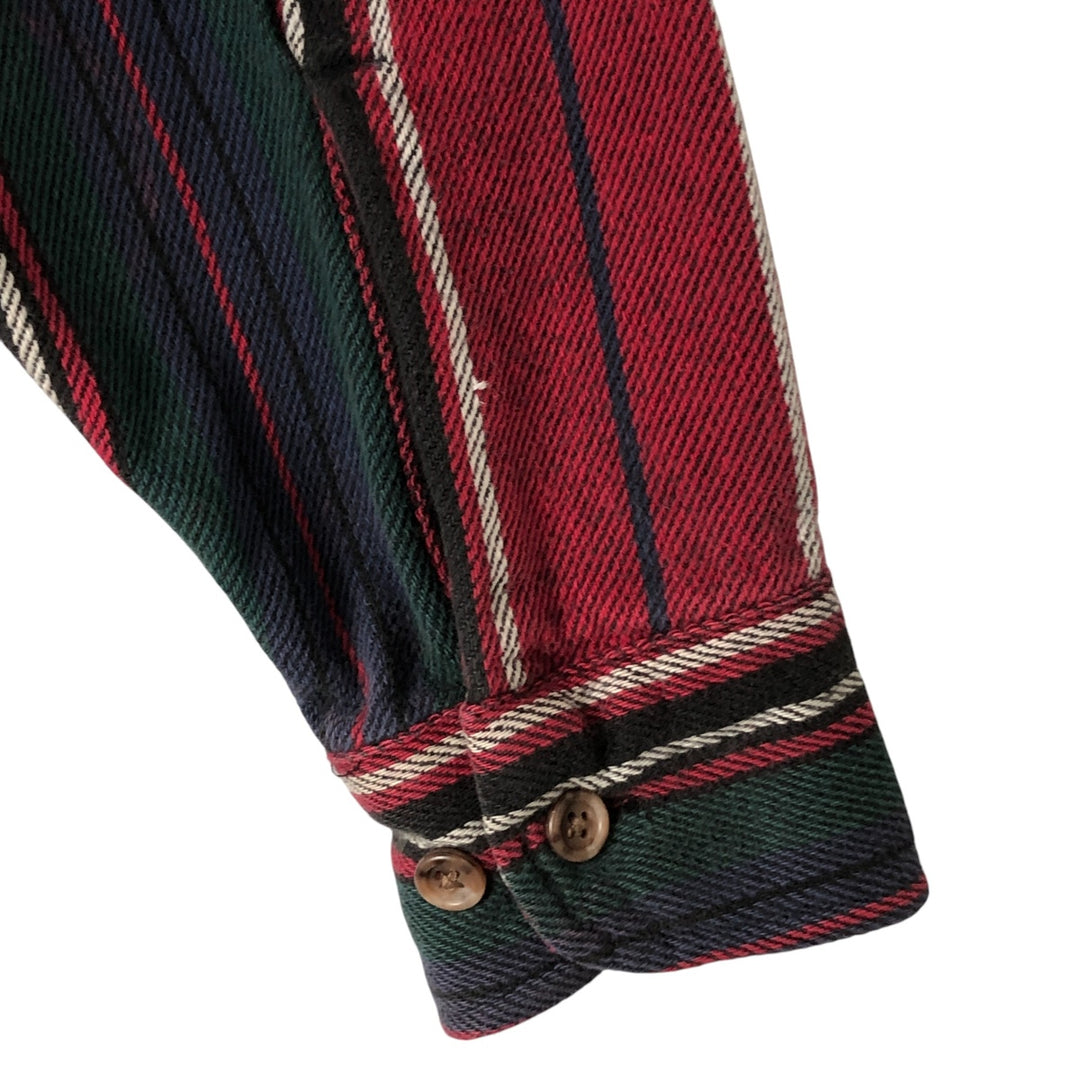 90s~00'S St. John's Bay Stripe Pattern Long Sleeve Flannel Shirt Men's Medium Vintage cotton red type Vintage Second Hand