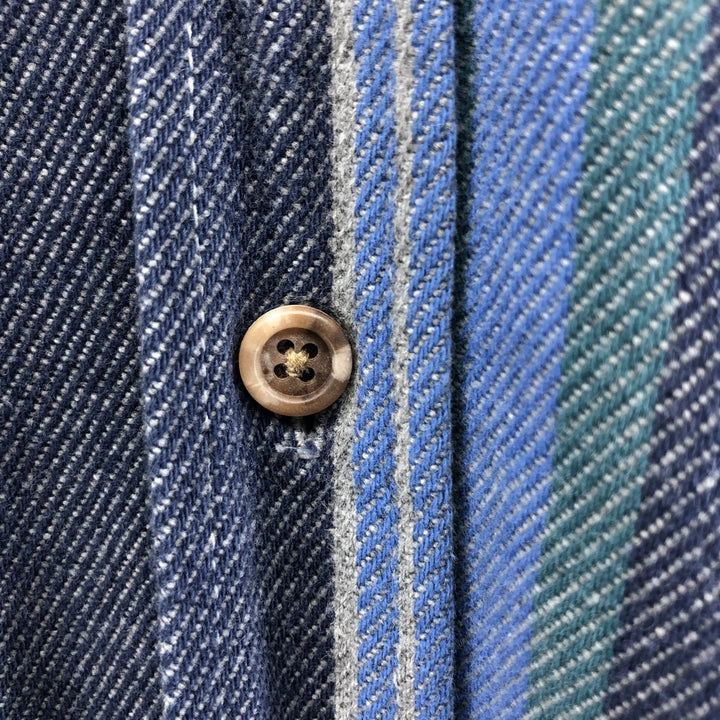 90'S St. John's Bay Heavyweight Multi Stripe Long Sleeve Flannel Shirt Men's XL Vintage cotton blue type Vintage Second Hand