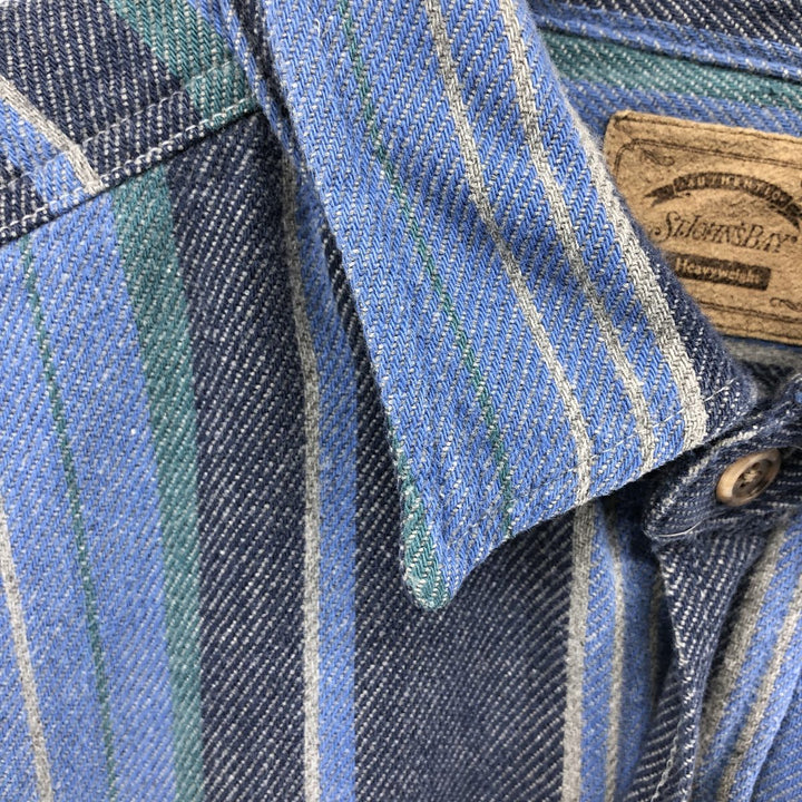 90'S St. John's Bay Heavyweight Multi Stripe Long Sleeve Flannel Shirt Men's XL Vintage cotton blue type Vintage Second Hand