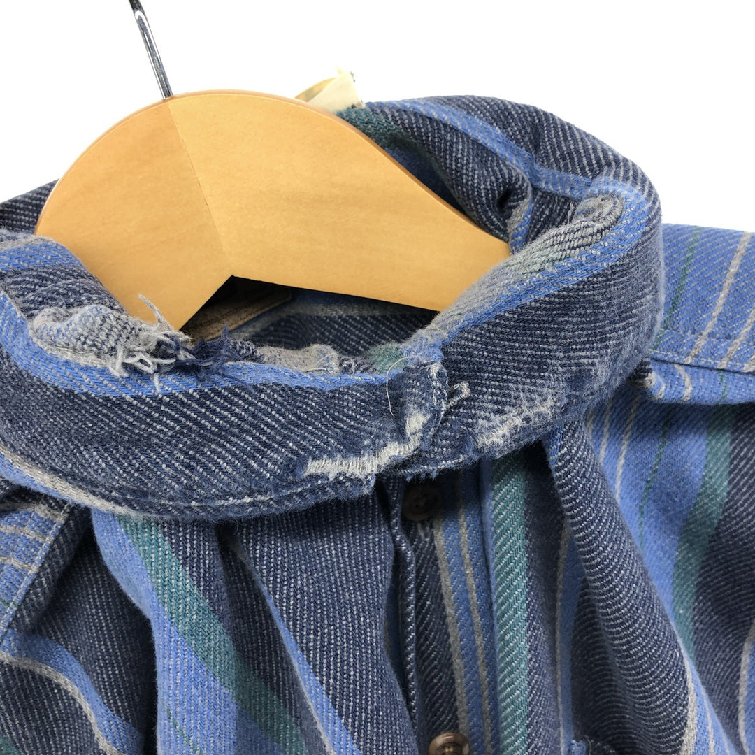 90'S St. John's Bay Heavyweight Multi Stripe Long Sleeve Flannel Shirt Men's XL Vintage cotton blue type Vintage Second Hand