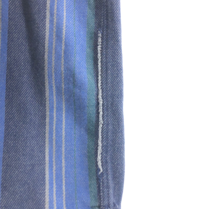 90'S St. John's Bay Heavyweight Multi Stripe Long Sleeve Flannel Shirt Men's XL Vintage cotton blue type Vintage Second Hand