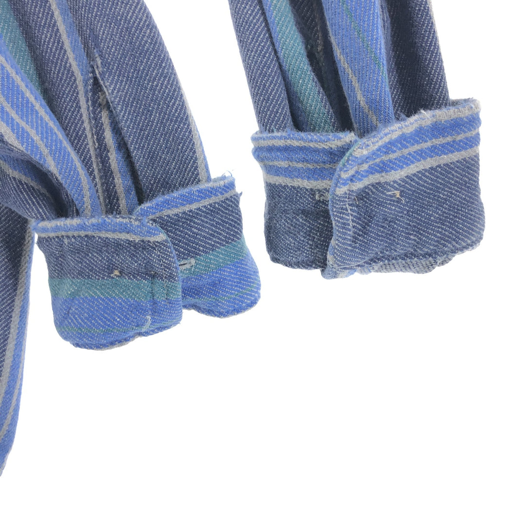 90'S St. John's Bay Heavyweight Multi Stripe Long Sleeve Flannel Shirt Men's XL Vintage cotton blue type Vintage Second Hand