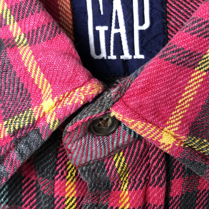 90'S GAP Old Gap Madras Check Long Sleeve Flannel Check Shirt, Men's XL, Vintage unclear pink type Vintage Second Hand