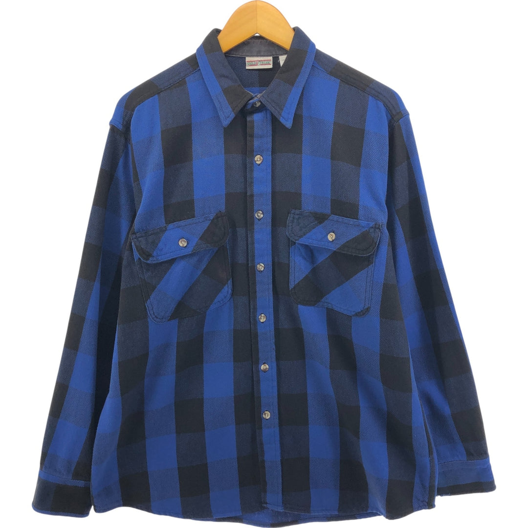 FIELD and STREAM Buffalo Check Long Sleeve Flannel Check Shirt, Men's Size L cotton blue type Vintage Second Hand