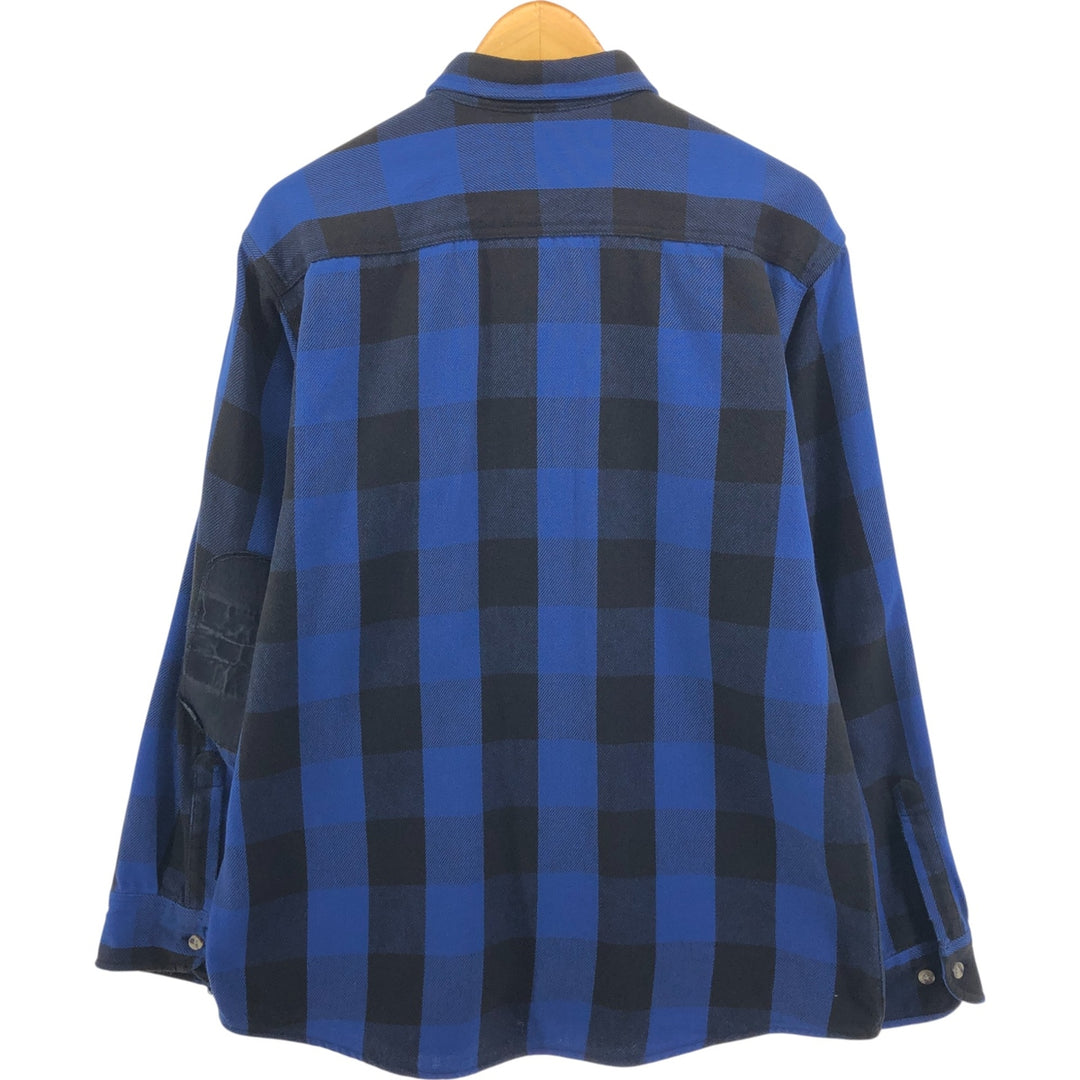 FIELD and STREAM Buffalo Check Long Sleeve Flannel Check Shirt, Men's Size L cotton blue type Vintage Second Hand
